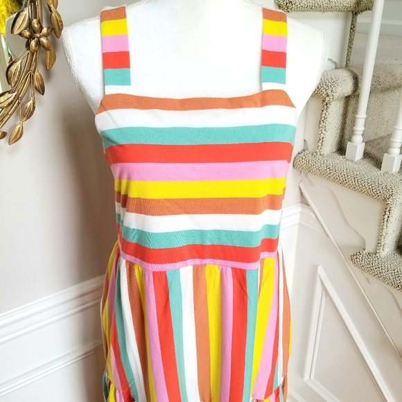 🆕️ J Crew Rainbow Maxi Tiered dress Stripes - Picture 3 of 3